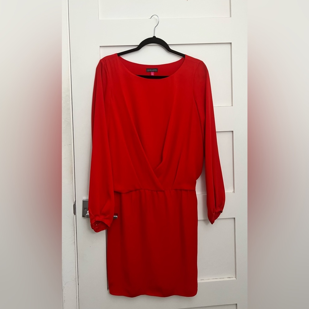 Red Vince Camuto Lantern Sleeve Dress